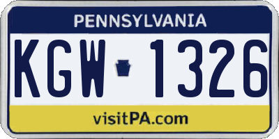 PA license plate KGW1326