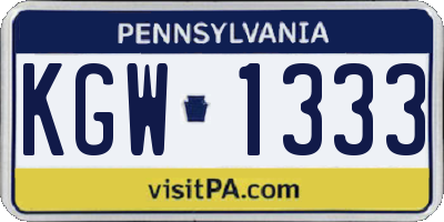 PA license plate KGW1333