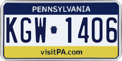 PA license plate KGW1406