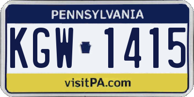 PA license plate KGW1415