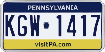 PA license plate KGW1417