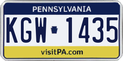 PA license plate KGW1435
