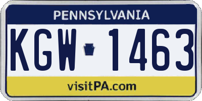 PA license plate KGW1463