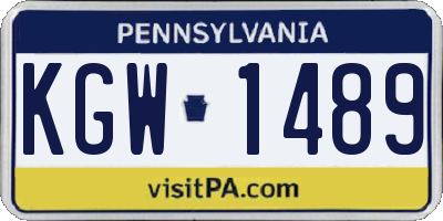 PA license plate KGW1489