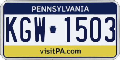 PA license plate KGW1503