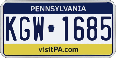 PA license plate KGW1685