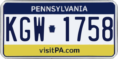 PA license plate KGW1758