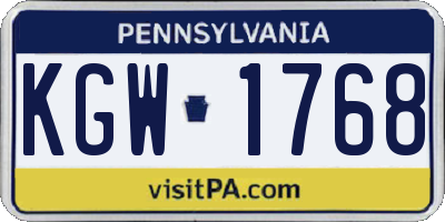 PA license plate KGW1768