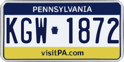 PA license plate KGW1872