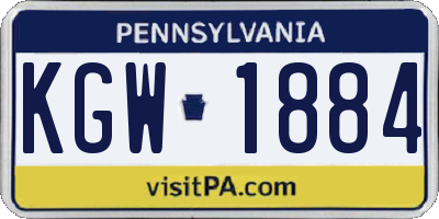 PA license plate KGW1884