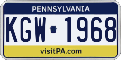 PA license plate KGW1968