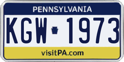 PA license plate KGW1973
