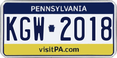 PA license plate KGW2018