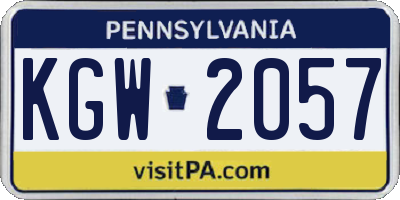 PA license plate KGW2057