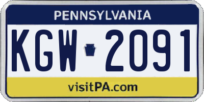 PA license plate KGW2091