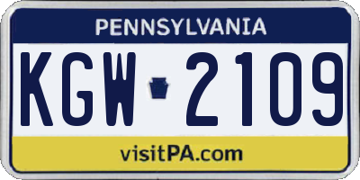 PA license plate KGW2109