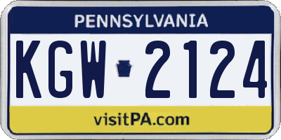 PA license plate KGW2124