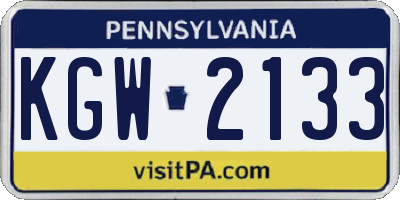 PA license plate KGW2133