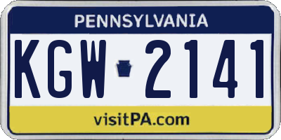PA license plate KGW2141