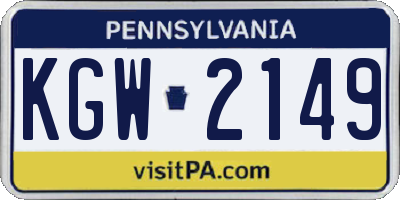 PA license plate KGW2149