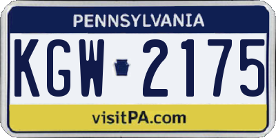 PA license plate KGW2175