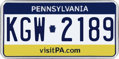 PA license plate KGW2189