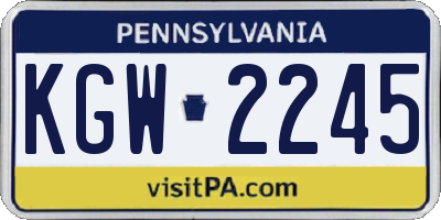 PA license plate KGW2245
