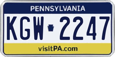 PA license plate KGW2247