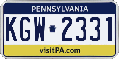 PA license plate KGW2331