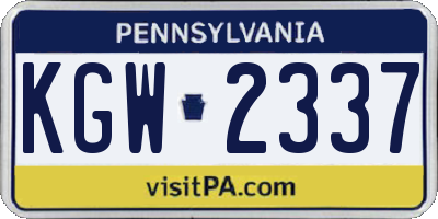PA license plate KGW2337