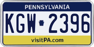 PA license plate KGW2396