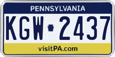 PA license plate KGW2437