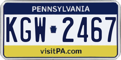 PA license plate KGW2467
