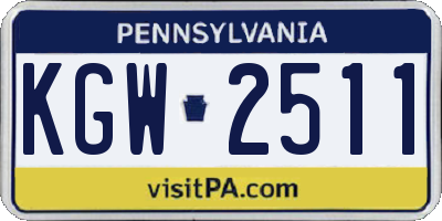 PA license plate KGW2511