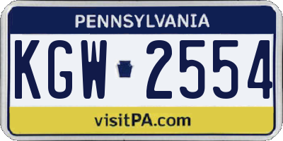 PA license plate KGW2554