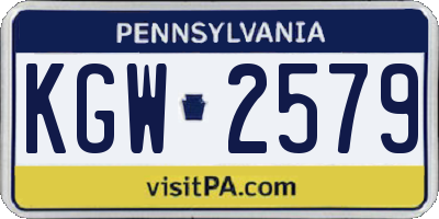PA license plate KGW2579