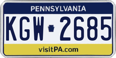 PA license plate KGW2685