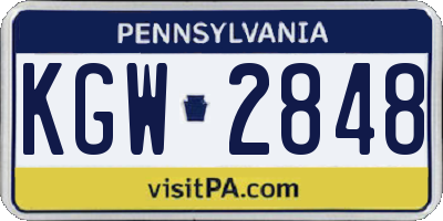 PA license plate KGW2848