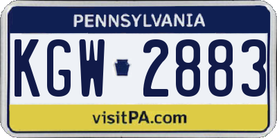 PA license plate KGW2883