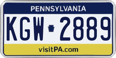 PA license plate KGW2889