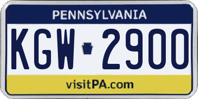 PA license plate KGW2900