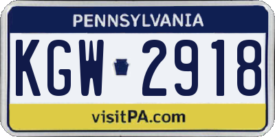 PA license plate KGW2918