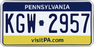 PA license plate KGW2957