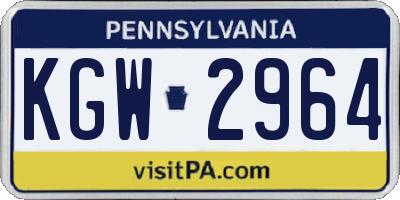 PA license plate KGW2964