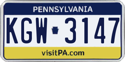 PA license plate KGW3147