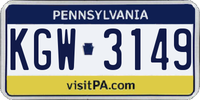 PA license plate KGW3149