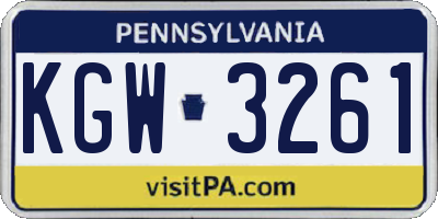 PA license plate KGW3261