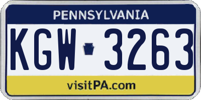 PA license plate KGW3263