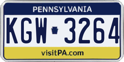 PA license plate KGW3264
