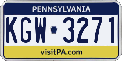 PA license plate KGW3271